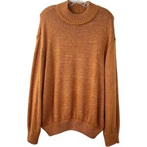 Aerie Women's Knit Sweater Loungewear Burn Orange Mock Neck Streetwear Size XL